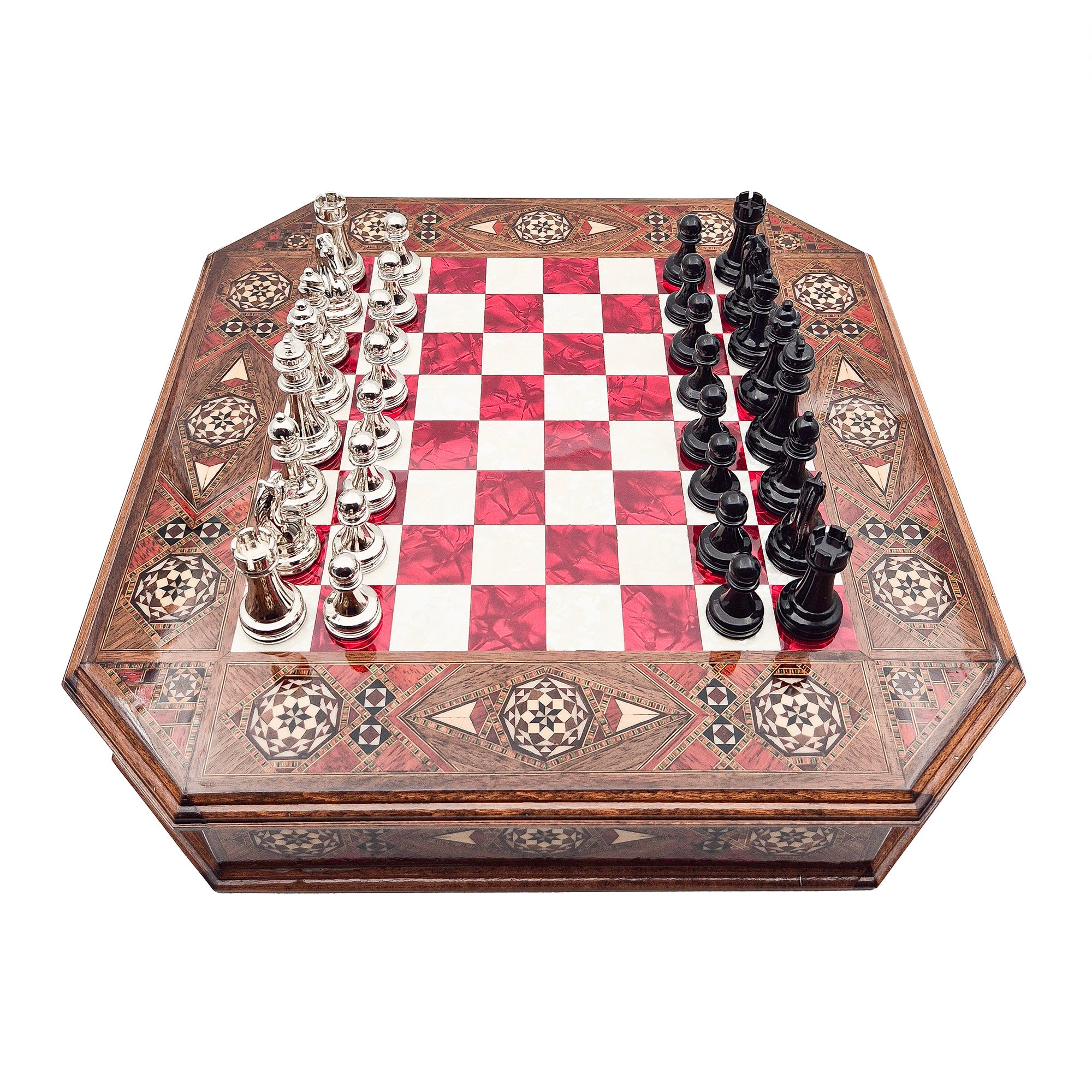 Octagon Chess Set - Walnut and Rosewood My Chess Sets