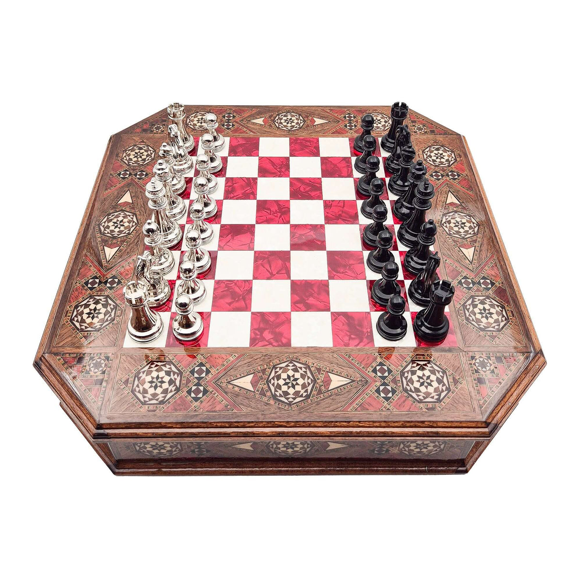 Octagon Chess Set - Walnut and Rosewood My Chess Sets