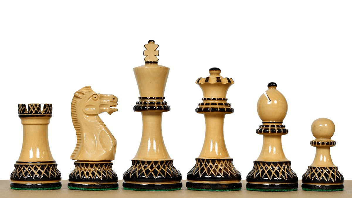 Luxury Parker Staunton Series Burnt Boxwood Chess Pieces – 3.9″ King My Chess Sets