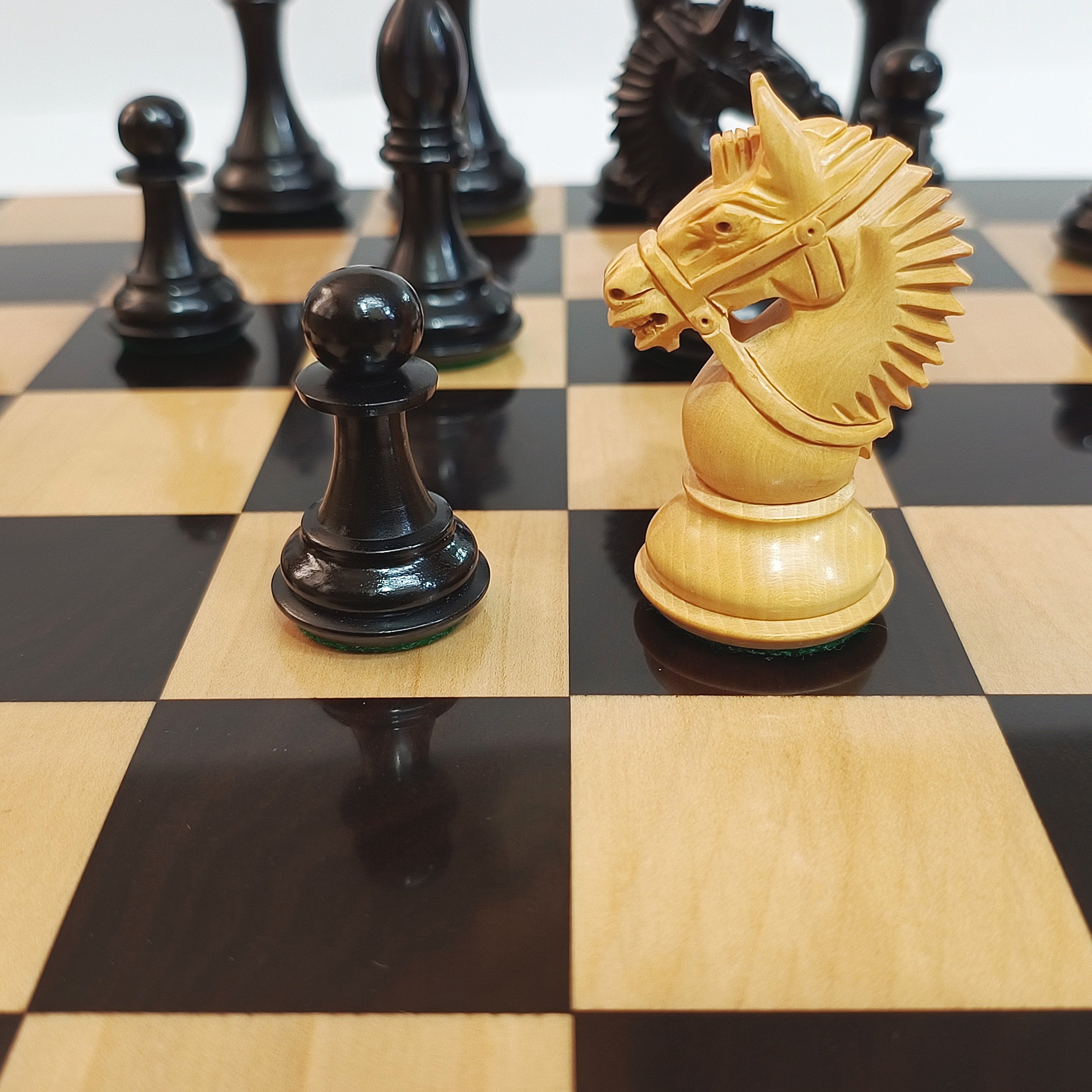 Ebony and Boxwood Luxury Chess Pieces – 4.25” King My Chess Sets