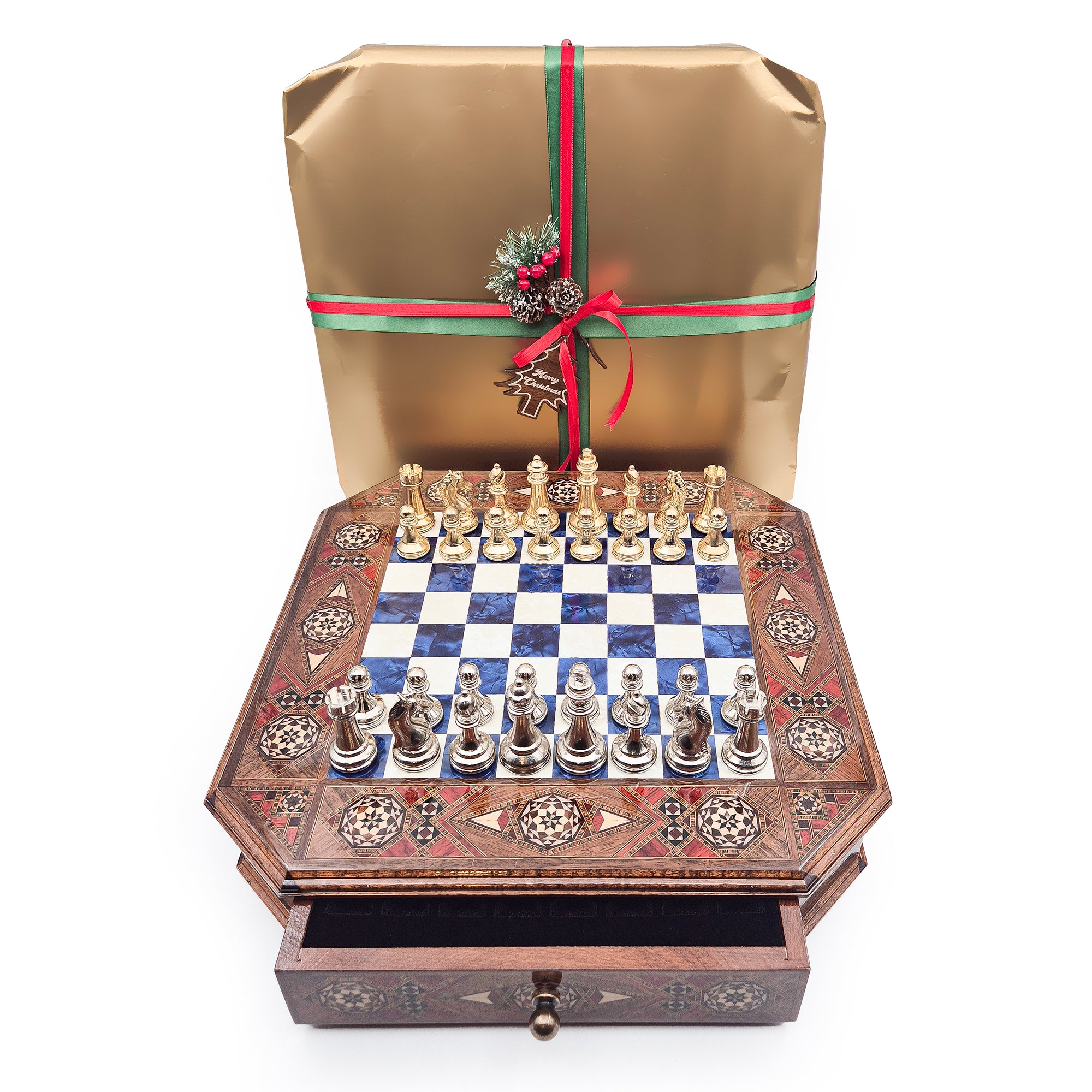Limited Edition Luxury Octagon Chess Set - Walnut and Rosewood My Chess Sets