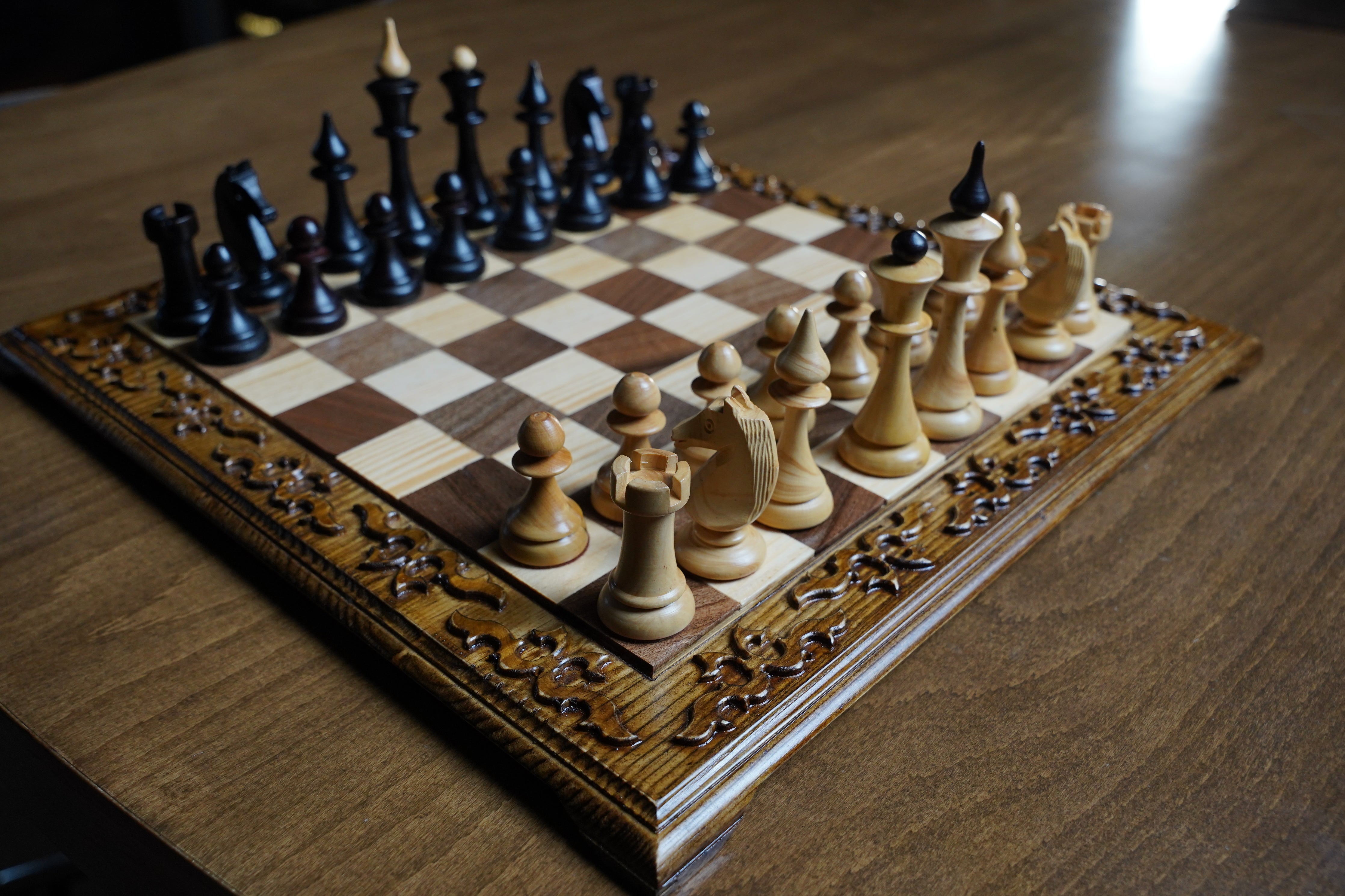 Hand Carved Luxury Chess Set With Latvian Style Chess Pieces My Chess Sets