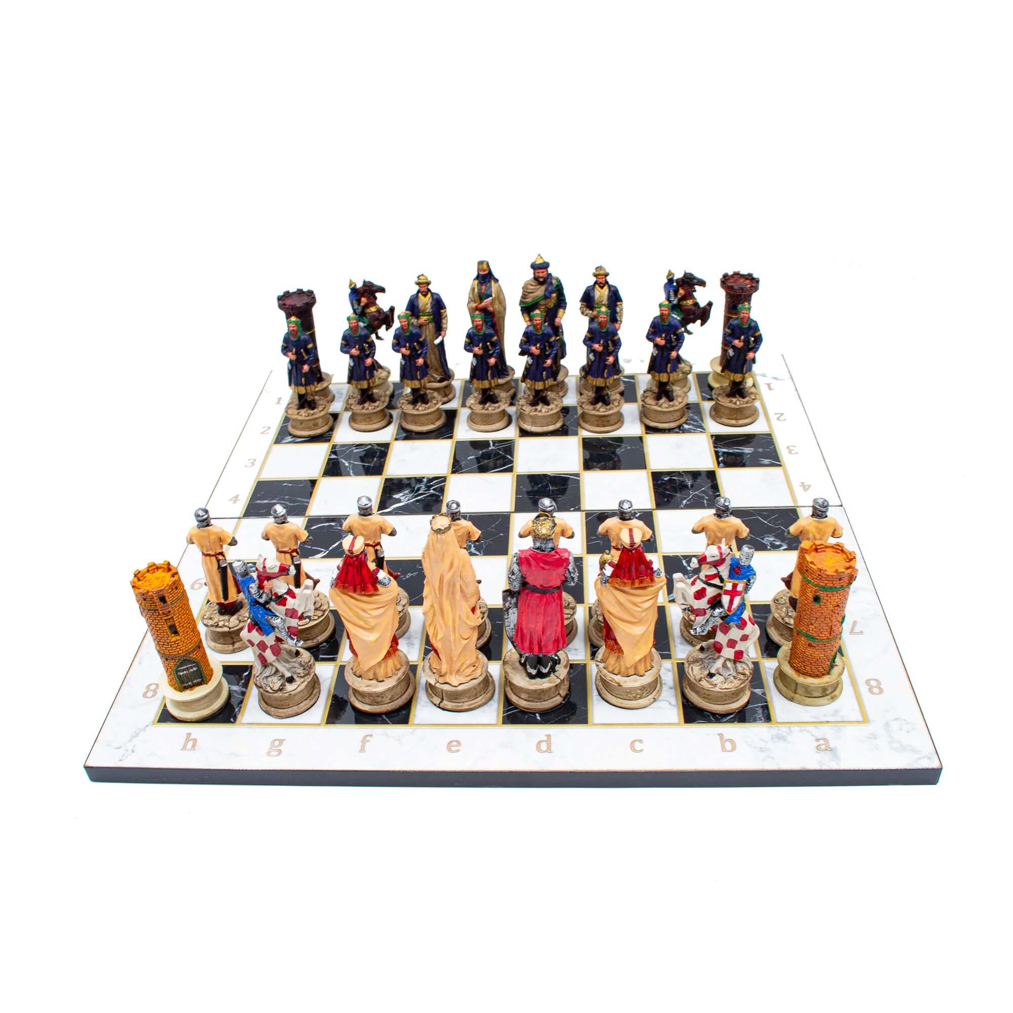 Ottoman and Crusaders hand painted themed chess set with foldable chess board - My Chess Sets