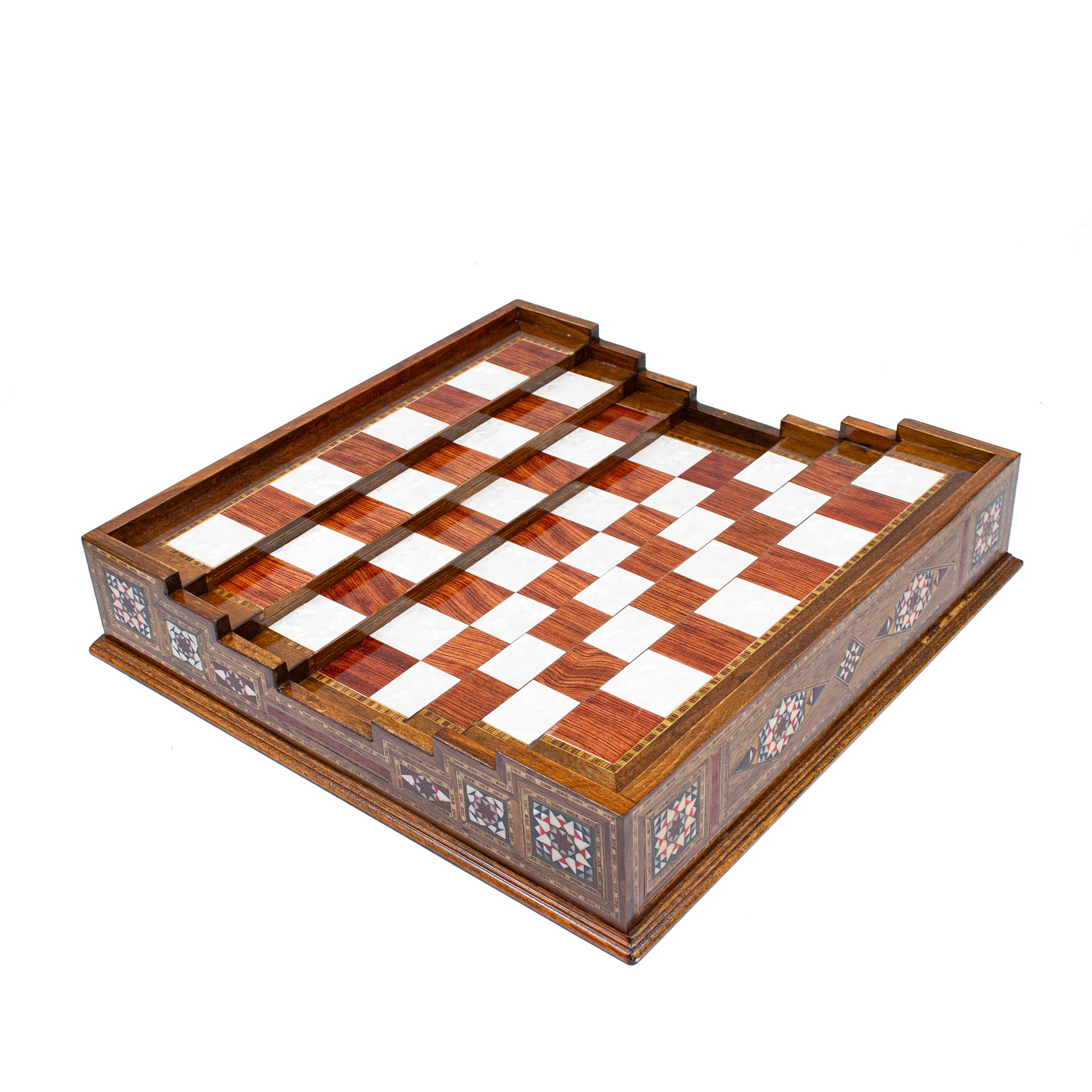 Hand Made Unique Arena Chess Board with Classic Luxury Metal Chess Pieces - Stairs Chess Board - My Chess Sets