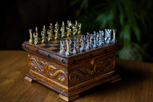 Wooden Chess Set With A Hidden Key And Velvet Storage Department Wooden Chess Set With A Hidden Key And Velvet Storage Department