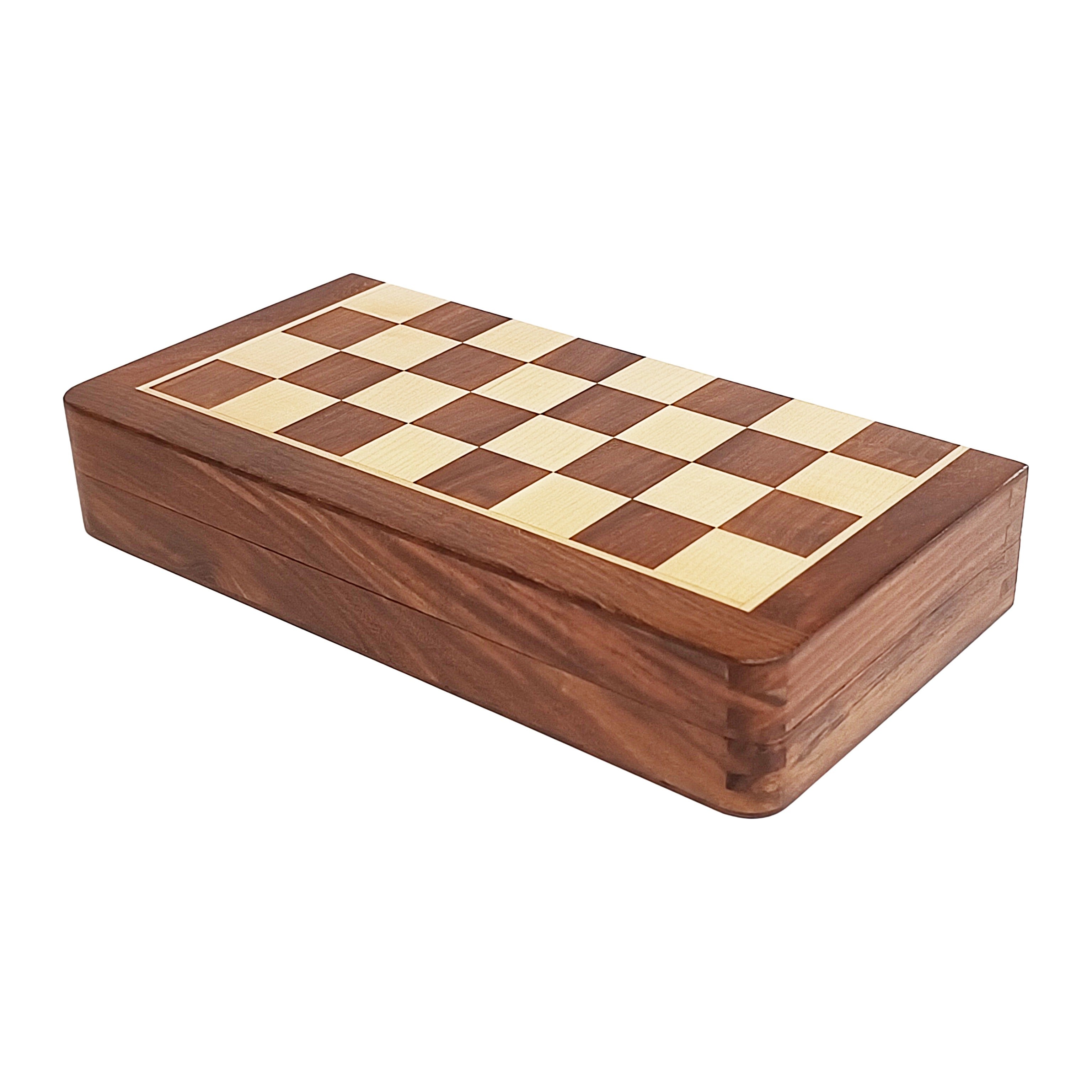 Magnetic Travel Chess Set - 10" & 12" Folding Board in Golden Rosewood & Maple - My Chess Sets