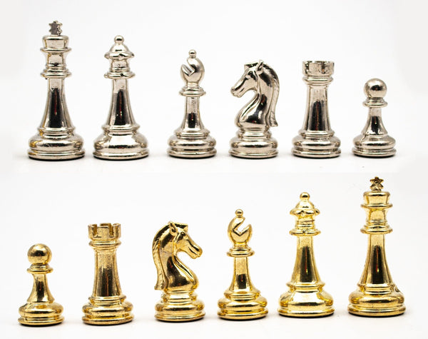 Gold And Silver Luxurious Metal Chess Pieces Gold And Silver Luxurious Metal Chess Pieces