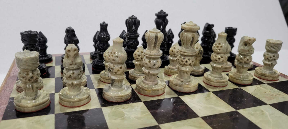 Antique Indian Style Marble Chess Set Box - My Chess Sets