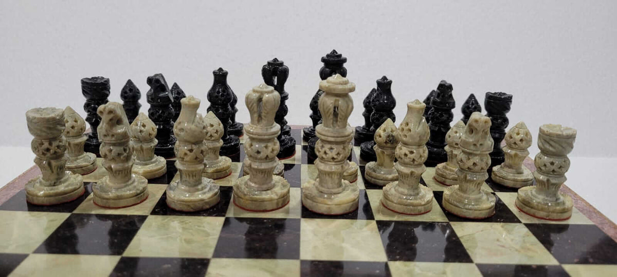 Antique Indian Style Marble Chess Set Box - My Chess Sets