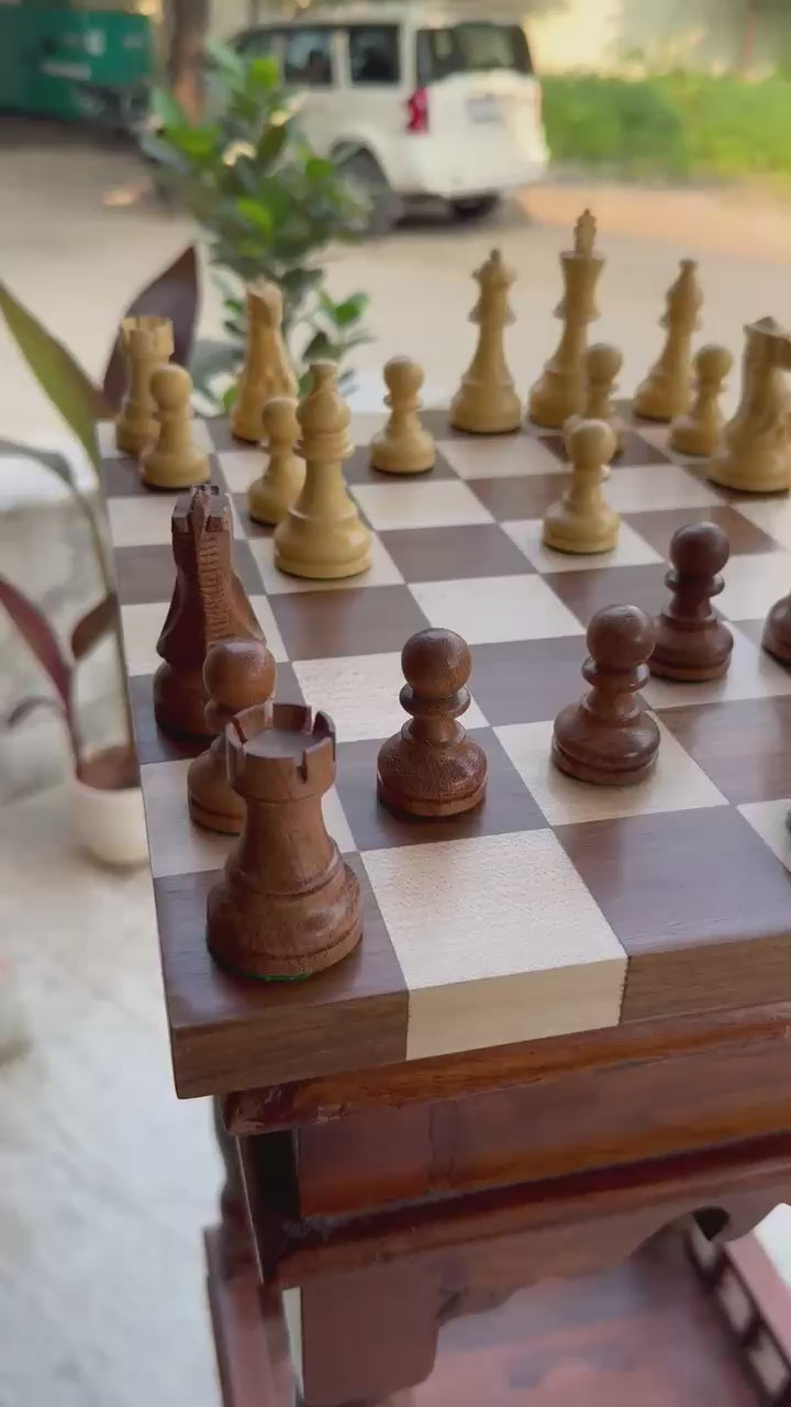 Hand Crafted Wooden Chess Table