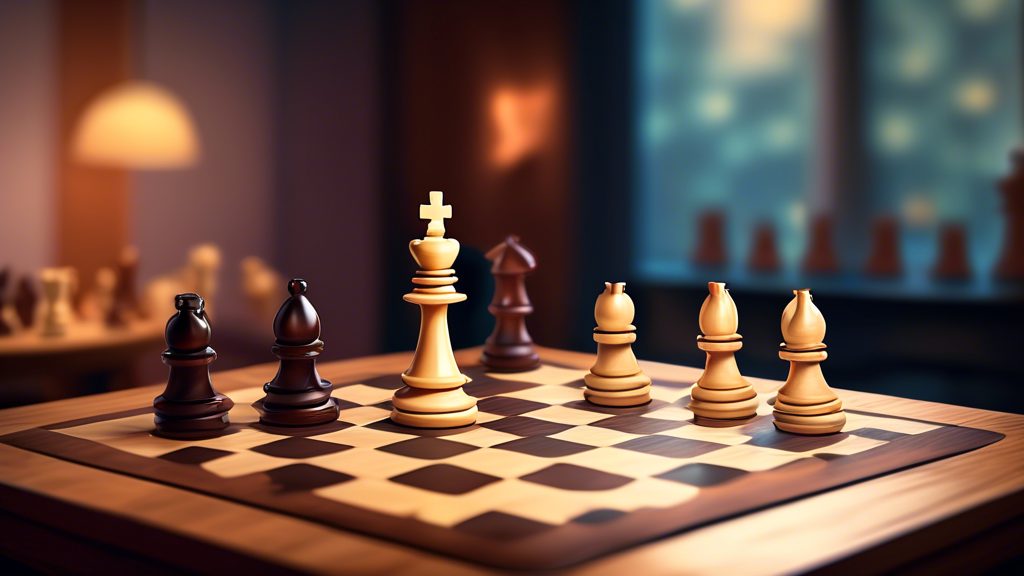 A digital artwork illustrating a half traditional wooden chessboard and half digital interface of Lichess, where the pieces on both sides are strategically animated, set against a background that blur