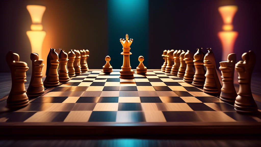 An illustrative artwork of a traditional wooden chess board setup under soft lighting, featuring two queens on each side, each queen distinctly styled - one classic, one modern - to signify different 