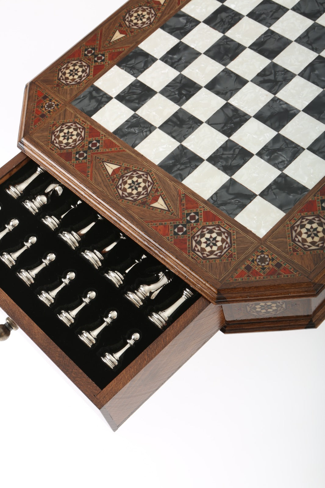 Octagon Chess Set - Walnut and Rosewood