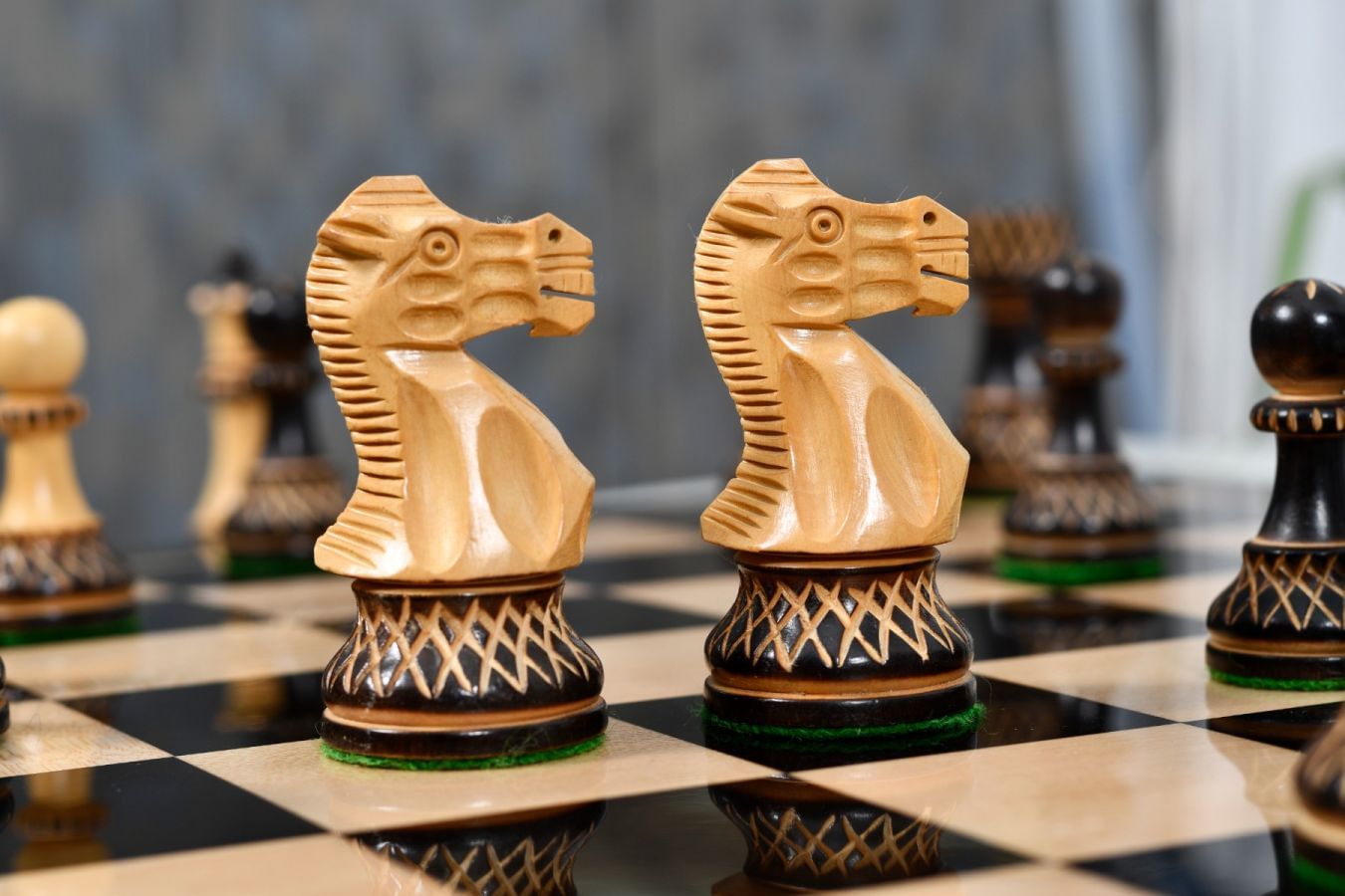 3.8” Burnt Blazed Series Staunton Chess Pieces My Chess Sets