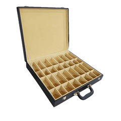 Black Leatherette Chess Suitcase - Compartments Design