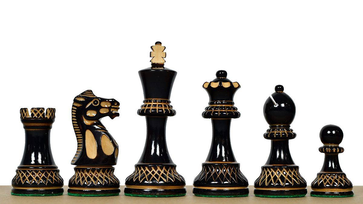 Luxury Parker Staunton Series Burnt Boxwood Chess Pieces – 3.9″ King My Chess Sets