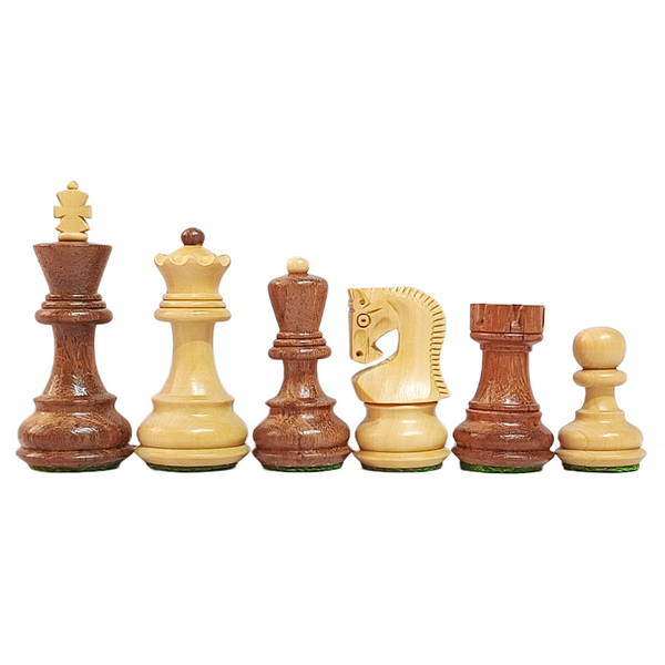Russian Zagreb Chess Pieces - Acacia Wood - Brown & White - 3.25 Inch King
