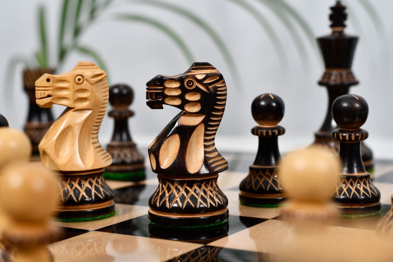 3.8” Burnt Blazed Series Staunton Chess Pieces My Chess Sets