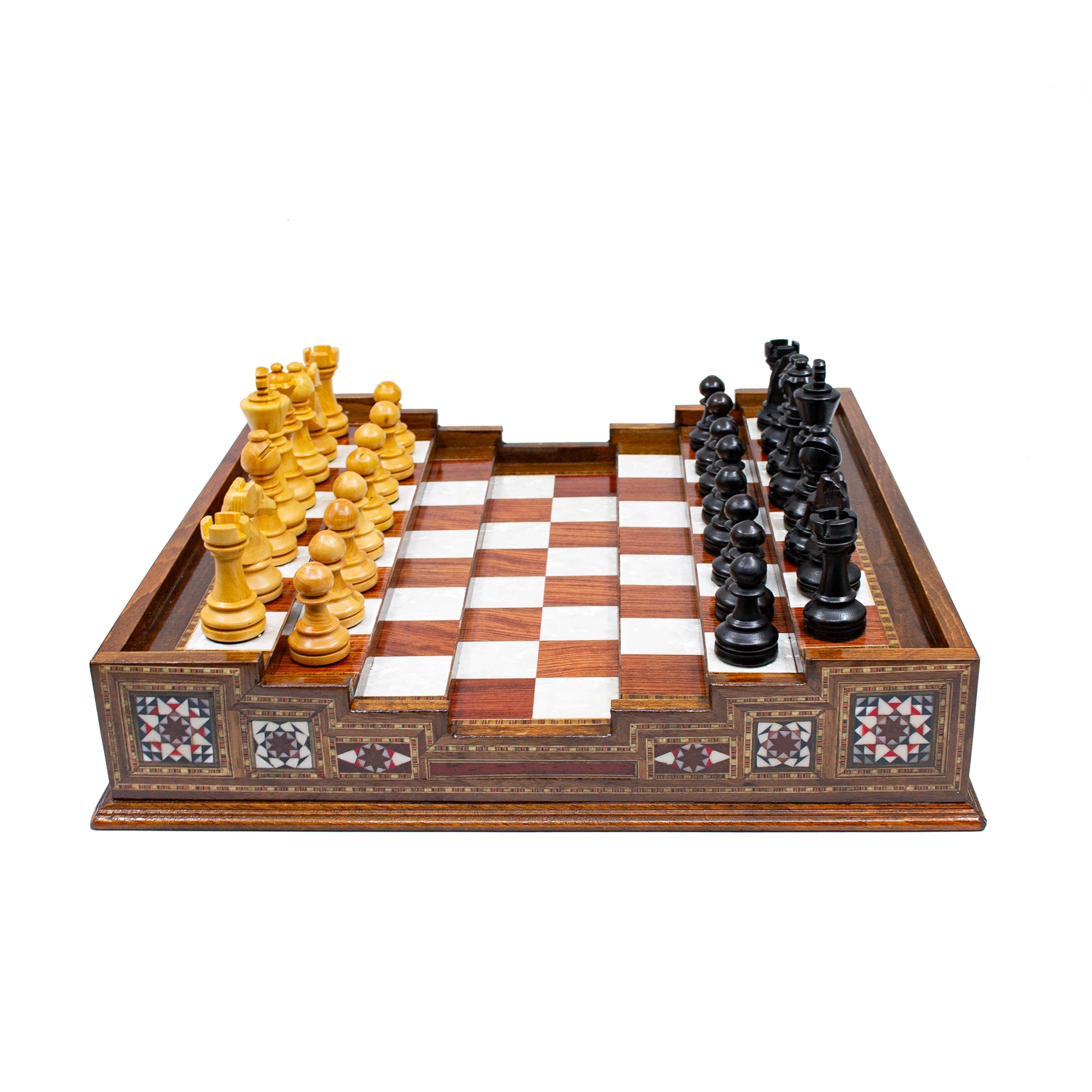 Hand Made Unique Arena Luxury Staunton Chess Set - Stairs Chess Board - My Chess Sets