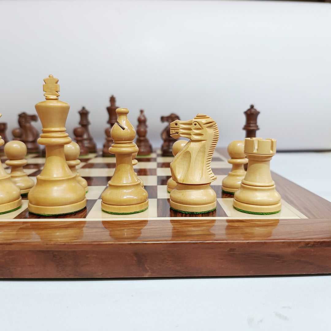 3.9” Professional Staunton Chess Set - Golden Rosewood Board