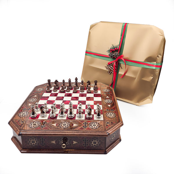 Limited Edition Luxury Octagon Chess Set - Walnut and Rosewood