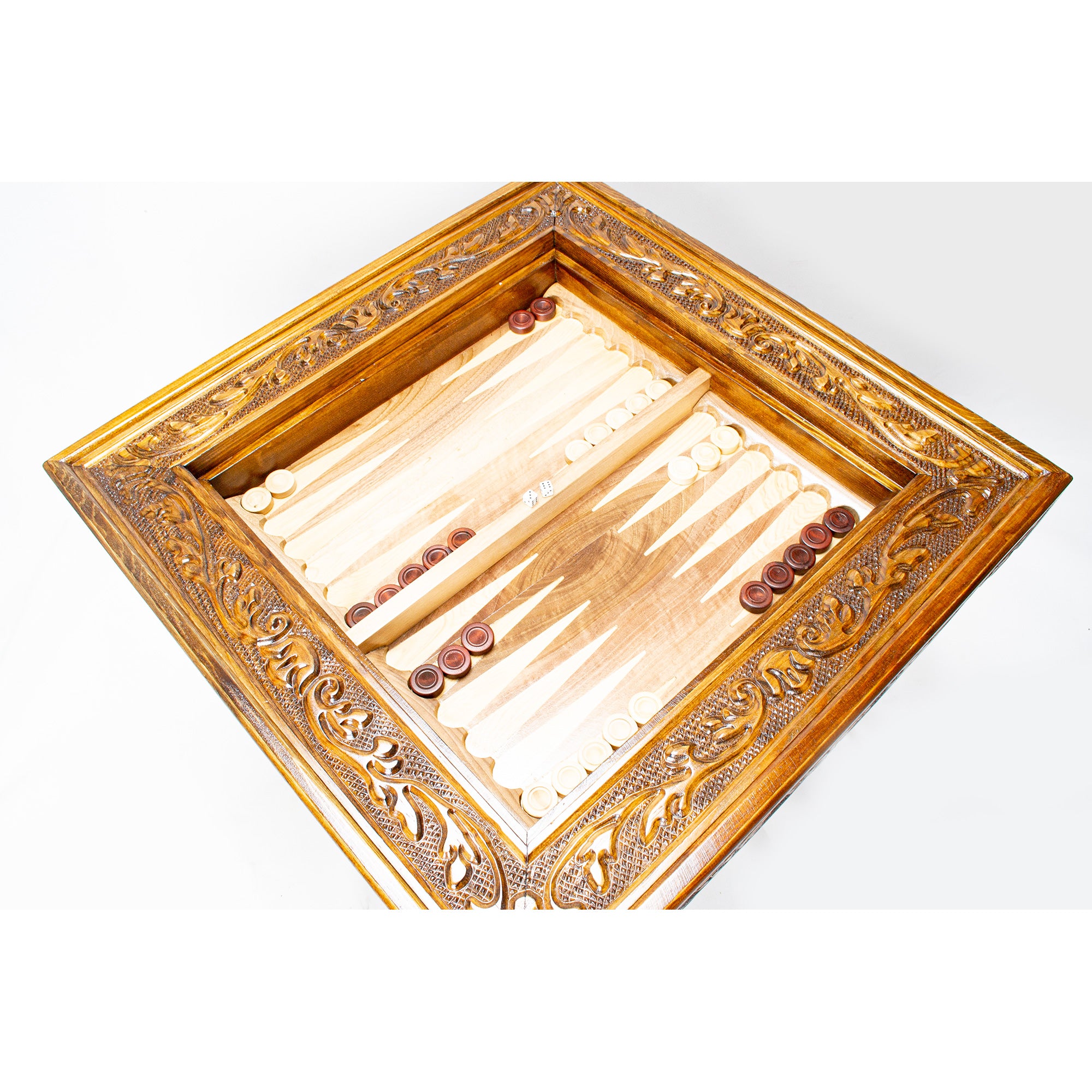 3-in-1 Handmade Walnut Chess, Backgammon & Coffee Table My Chess Sets