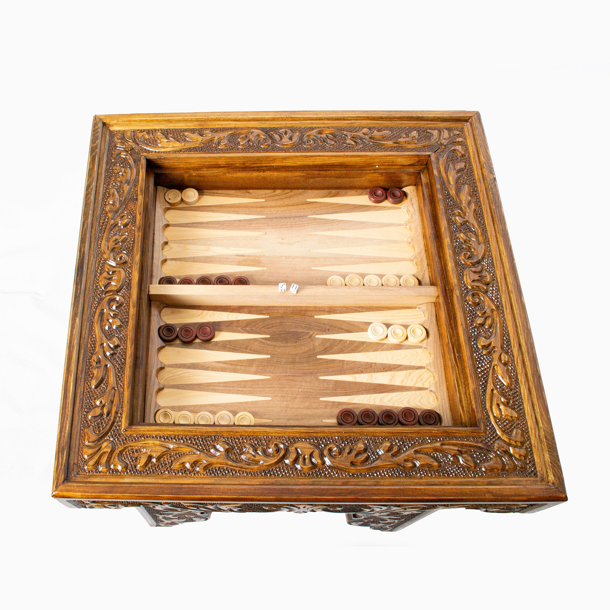3-in-1 Handmade Walnut Chess, Backgammon & Coffee Table My Chess Sets