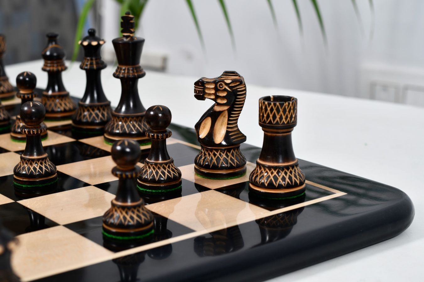 3.8” Burnt Blazed Series Staunton Chess Pieces My Chess Sets