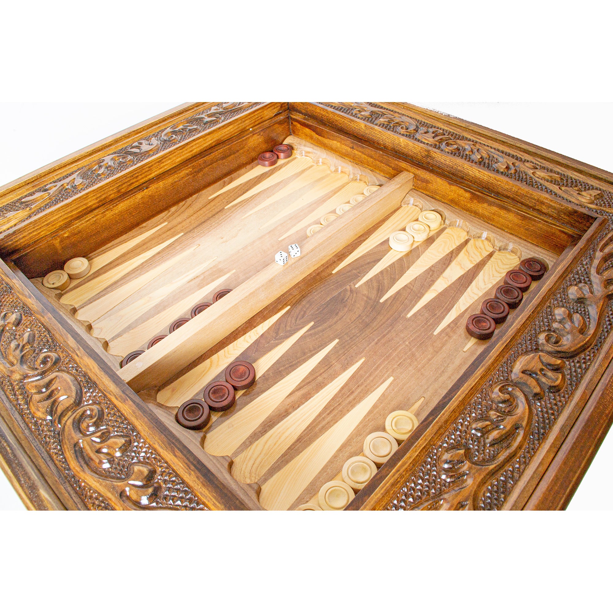 3-in-1 Handmade Walnut Chess, Backgammon & Coffee Table My Chess Sets