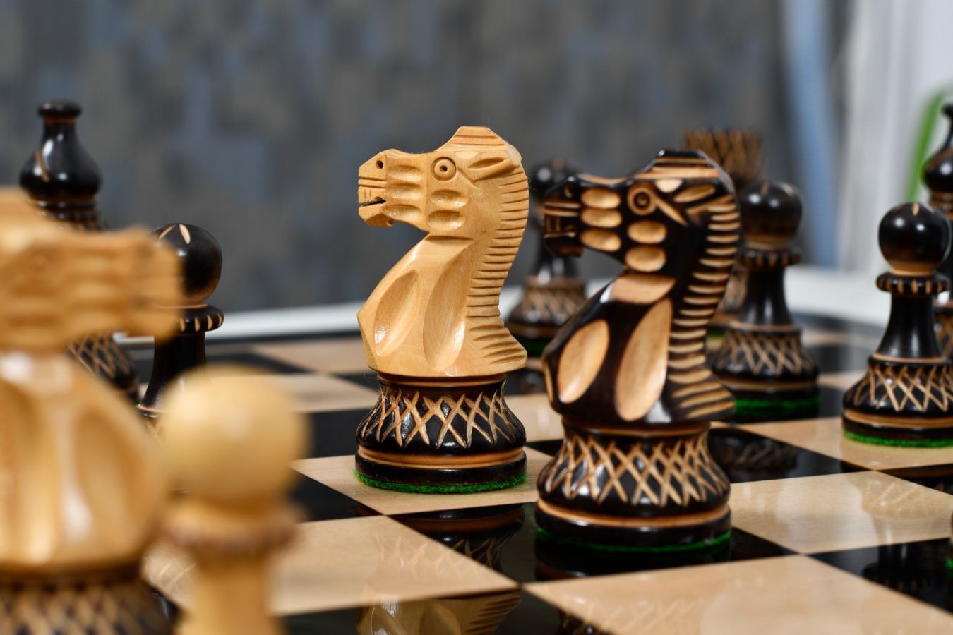 3.8” Burnt Blazed Series Staunton Chess Pieces My Chess Sets