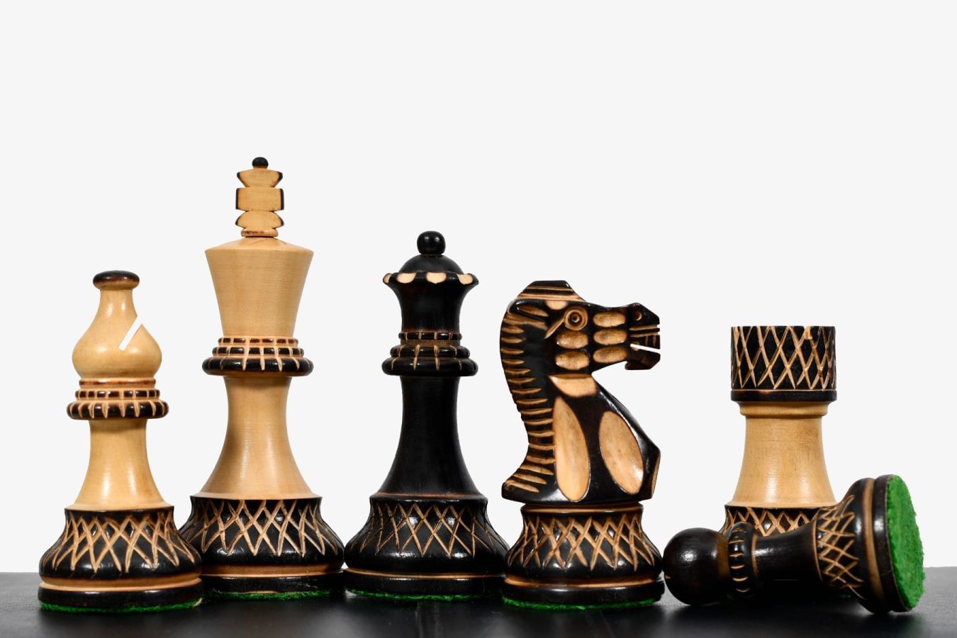 3.8” Burnt Blazed Series Staunton Chess Pieces My Chess Sets