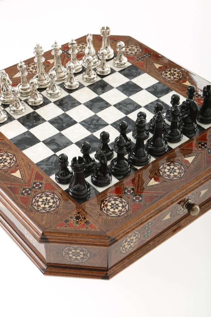 Octagon Chess Set - Walnut and Rosewood