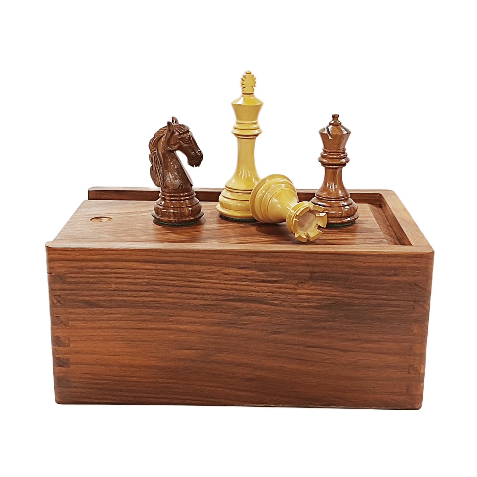 3.85” Professional Colombian Style Staunton Chess Set - Boxwood & Golden Rosewood with Golden Rosewood Board My Chess Sets