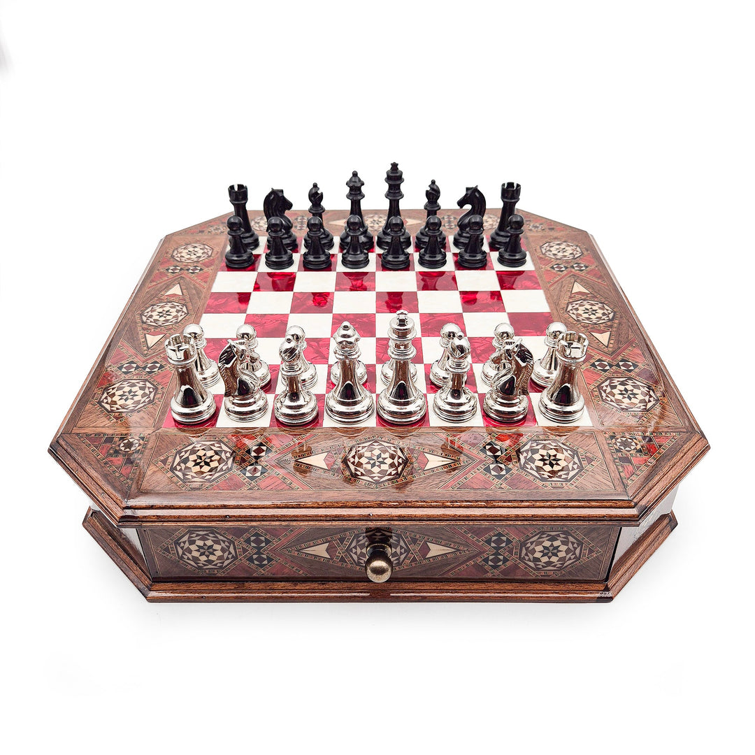 Octagon Chess Set - Walnut and Rosewood My Chess Sets