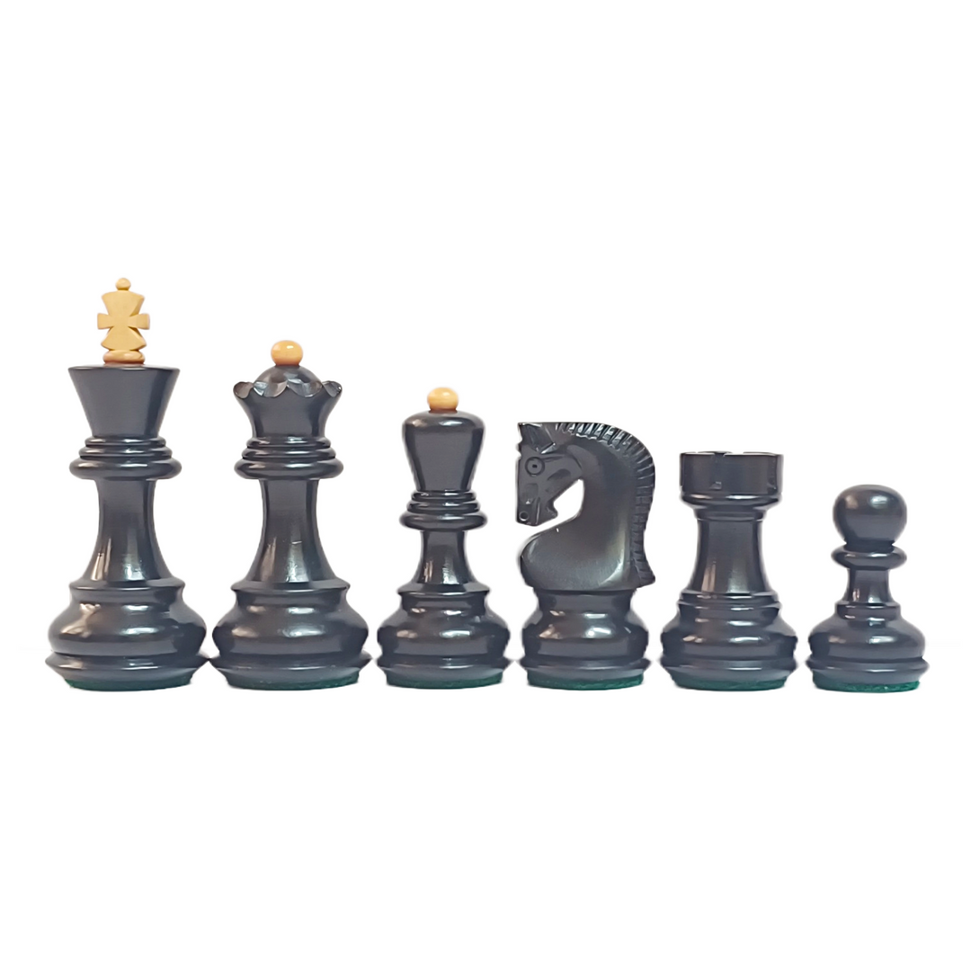 Russian Zagreb Chess Pieces - Ebonized Wood - 3.25 Inch King
