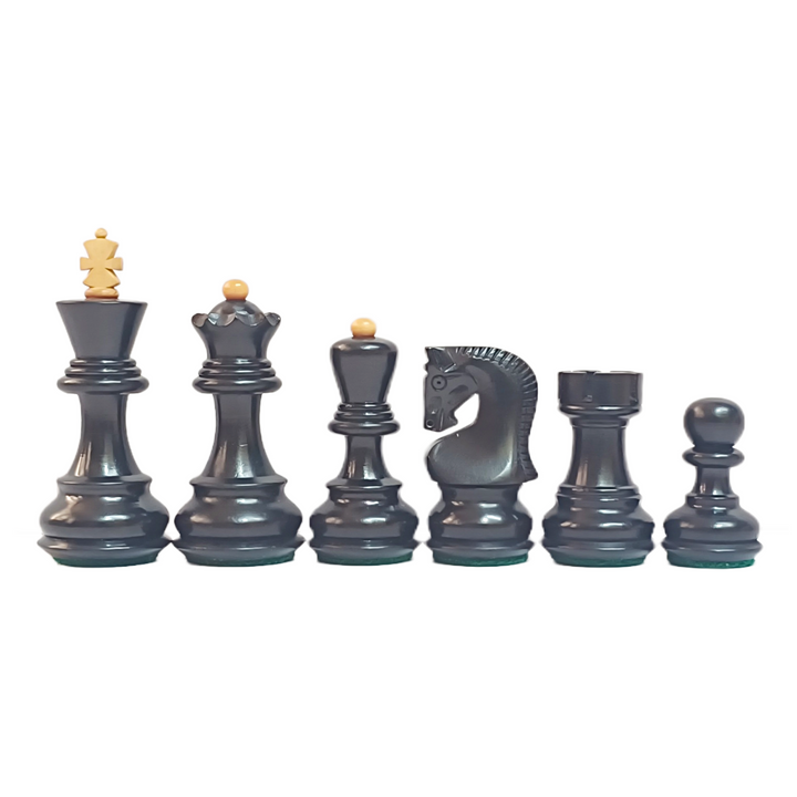 Russian Zagreb Chess Pieces - Ebonized Wood - 3.25 Inch King