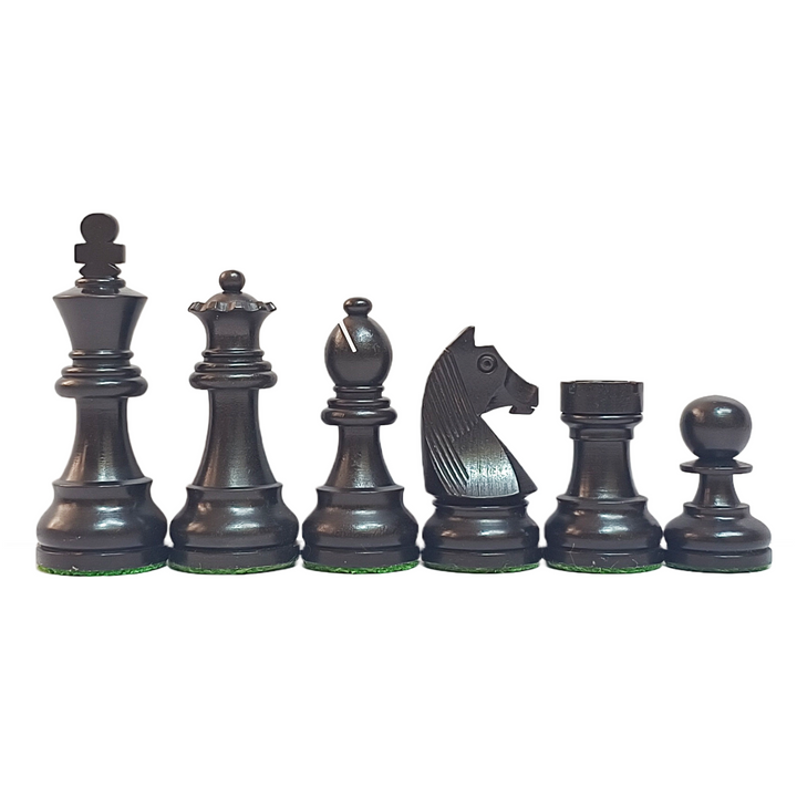 Classic Tournament Staunton Chess Pieces - Ebonized & Natural Boxwood - 3.3" King