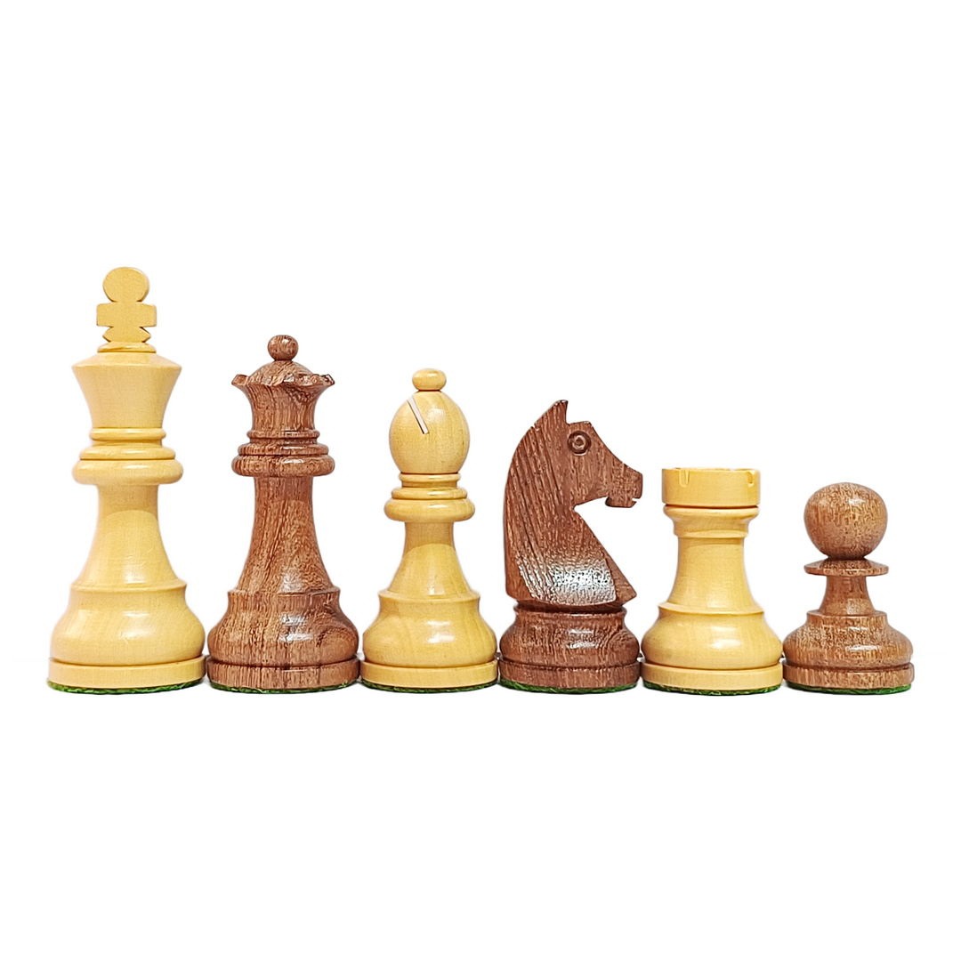 Classic Tournament Wooden Staunton Chess Pieces - Acacia Wood & Boxwood (Brown & Cream)