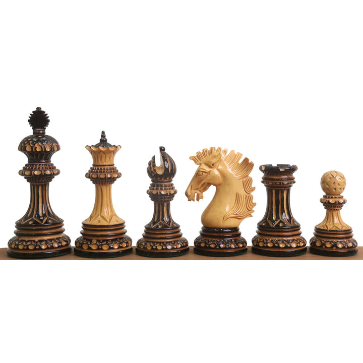 Alexandria Luxury Staunton Burnt Chess Pieces Set - Hand Carved - Triple Weighted In Boxwood