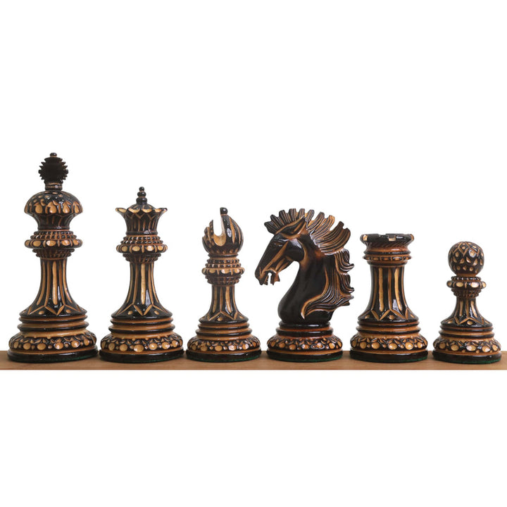 Alexandria Luxury Staunton Burnt Chess Pieces Set - Hand Carved - Triple Weighted In Boxwood