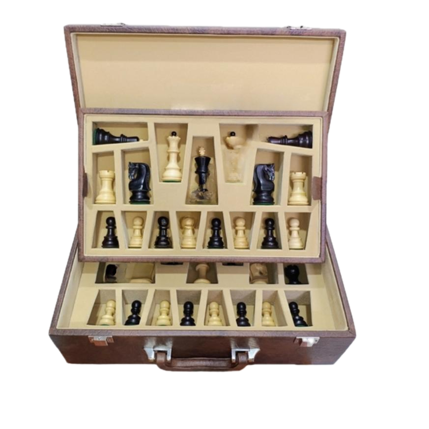 Leatherette Luxurious Chess Storage Box - Compartments Design