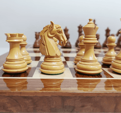 3.85” Professional Colombian Style Staunton Wooden Chess Set - Boxwood & Golden Rosewood with Golden Rosewood Board