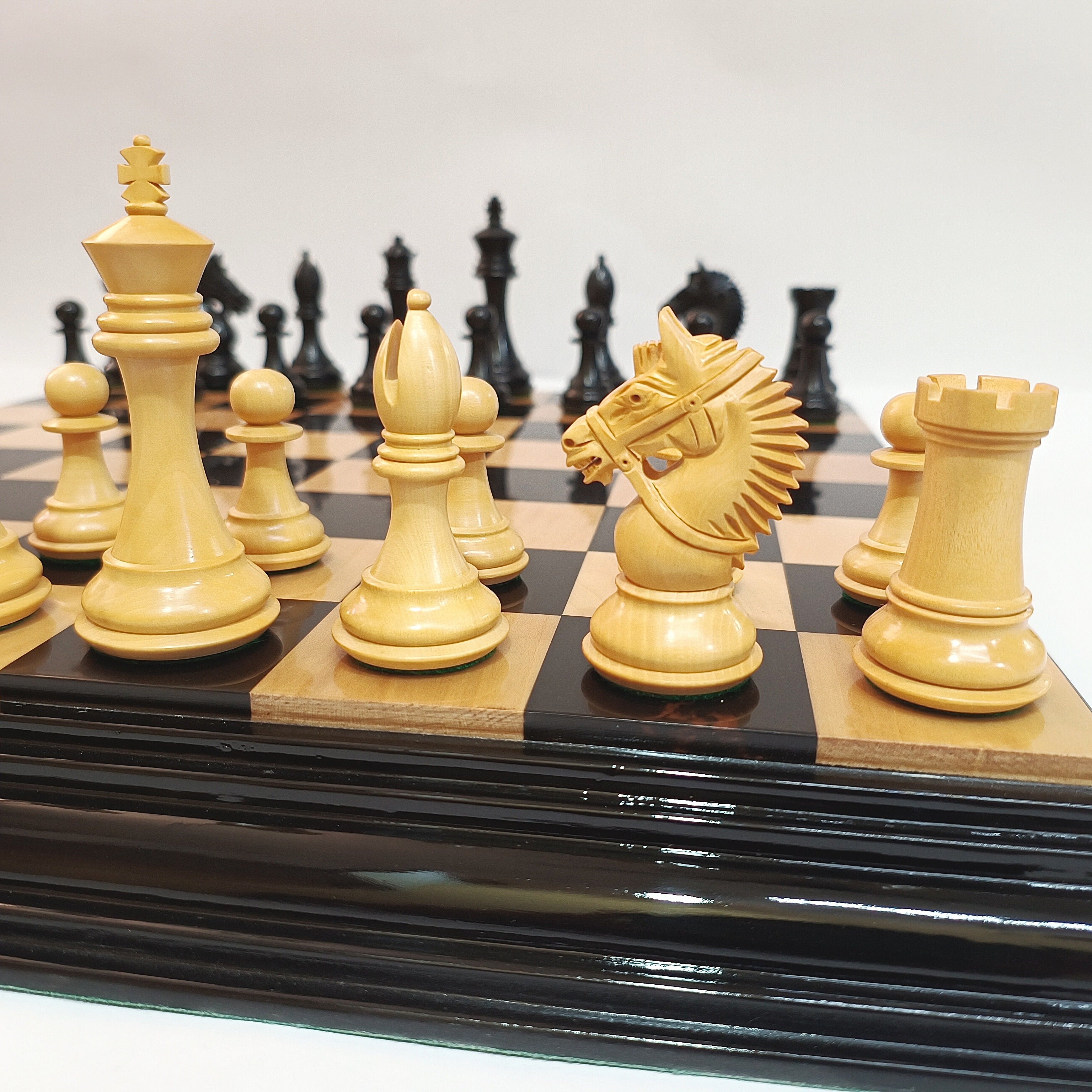 Ebony and Boxwood Luxury Chess Pieces – 4.25” King My Chess Sets