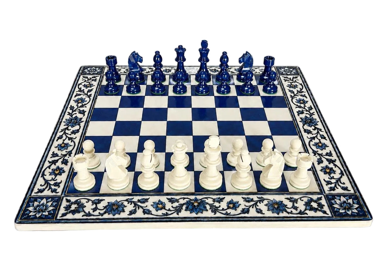 Royal Blue Pottery Chess Set My Chess Sets