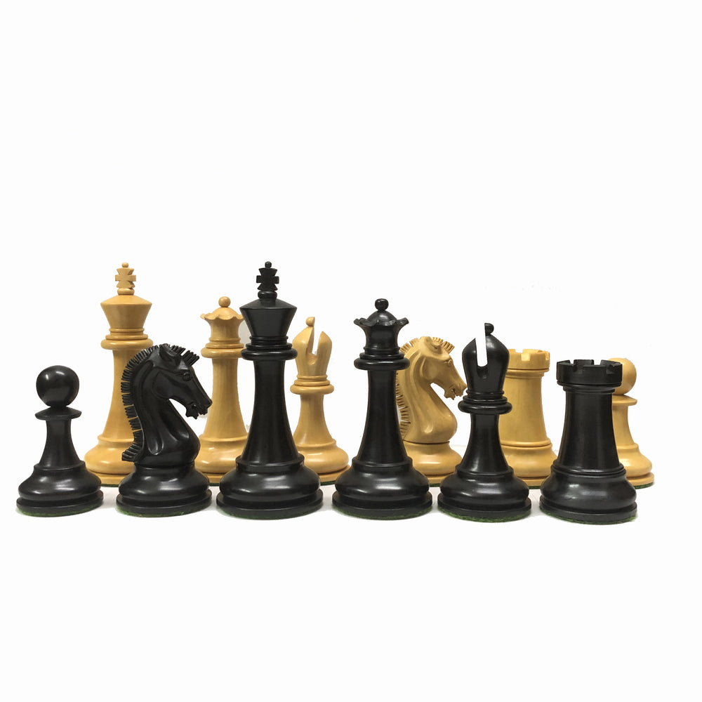 Luxurious chess pieces set from Sinquefield Cup 2019, featuring ebonized wood and boxwood designs.