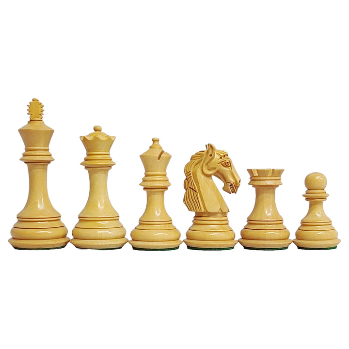 Colombian Staunton Professional Chess Set - 3.85″ King - Boxwood & Golden Rosewood with Golden Rosewood Board