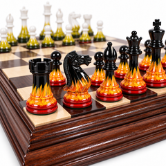 Flame & Frost Hand-Painted Luxury Wooden Chess Set