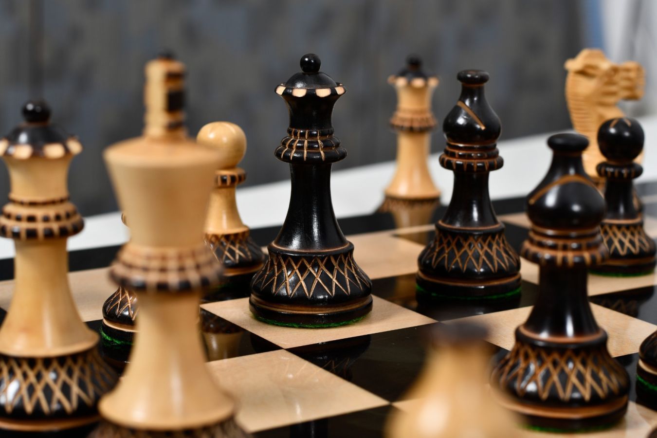 3.8” Burnt Blazed Series Staunton Chess Pieces My Chess Sets