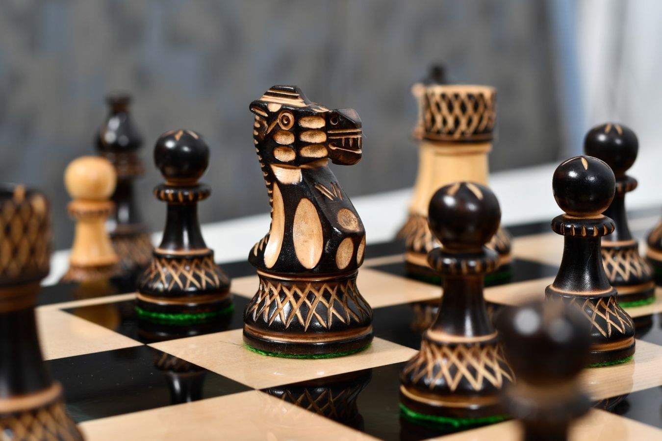 3.8” Burnt Blazed Series Staunton Chess Pieces My Chess Sets