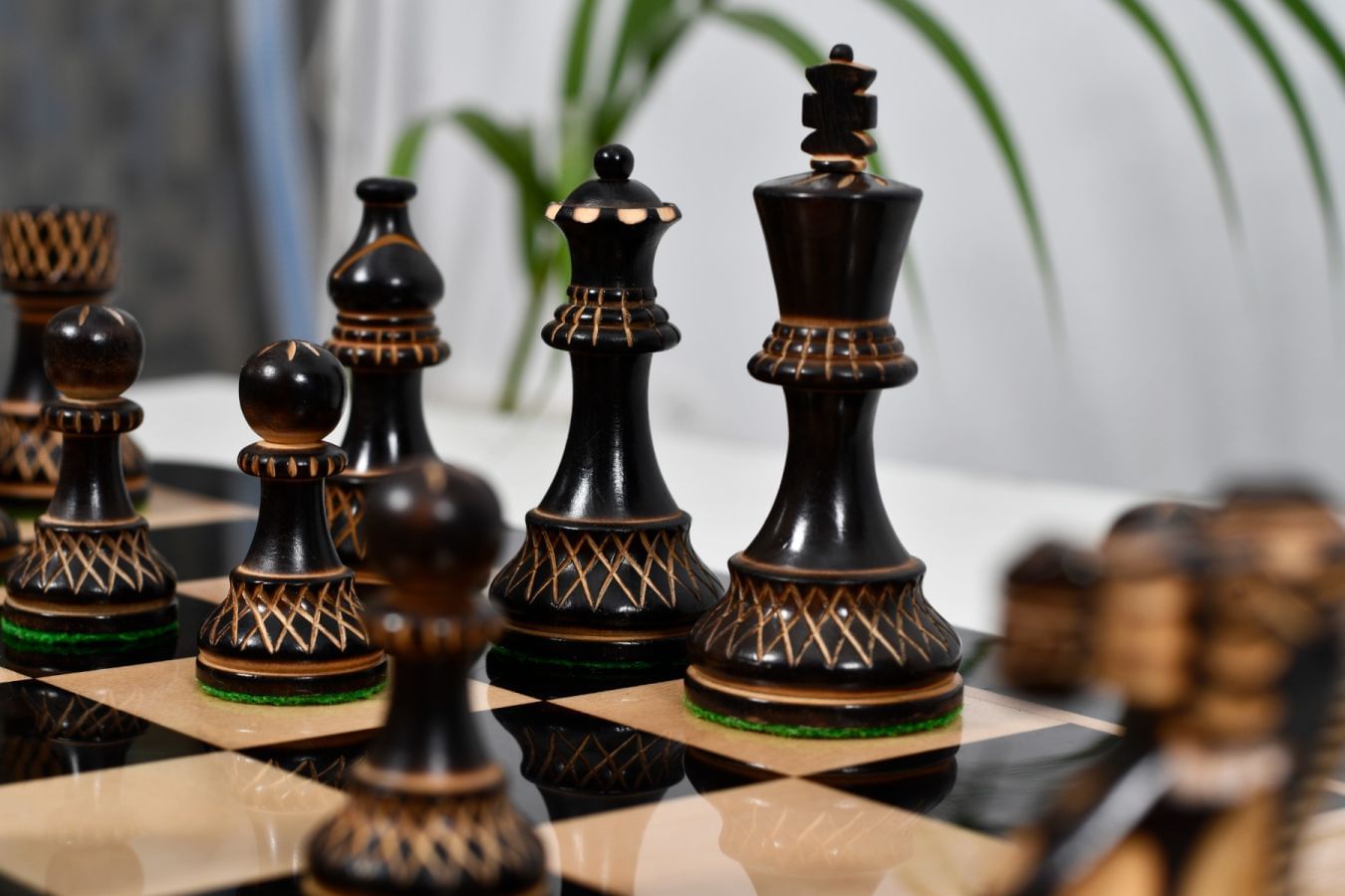 3.8” Burnt Blazed Series Staunton Chess Pieces My Chess Sets